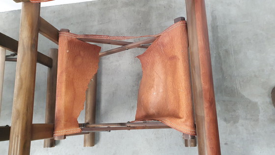 Image 1 of 2 OCA brasil saddle leather folding chair vintage 60s rosewood
