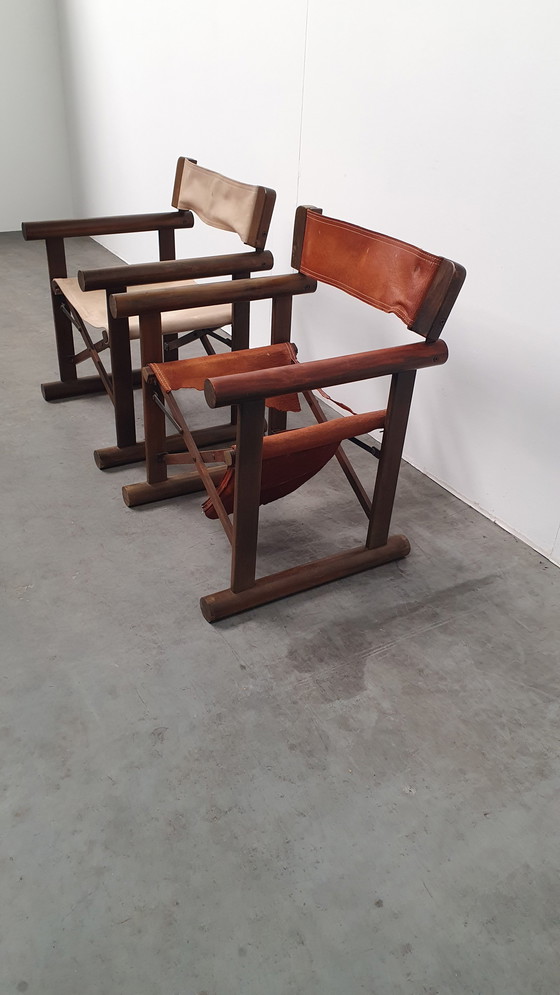 Image 1 of 2 OCA brasil saddle leather folding chair vintage 60s rosewood