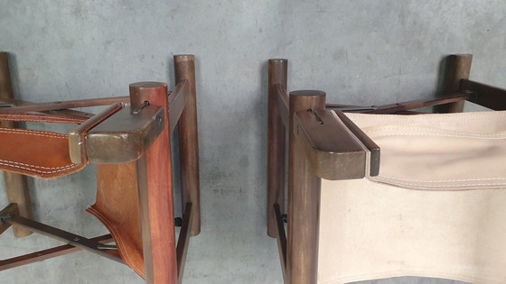 Image 1 of 2 OCA brasil saddle leather folding chair vintage 60s rosewood
