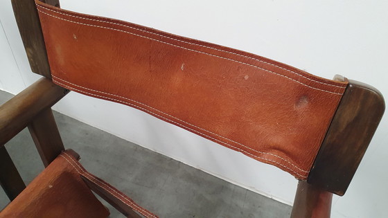 Image 1 of 2 OCA brasil saddle leather folding chair vintage 60s rosewood