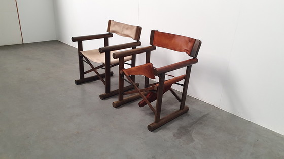 Image 1 of 2 OCA brasil saddle leather folding chair vintage 60s rosewood