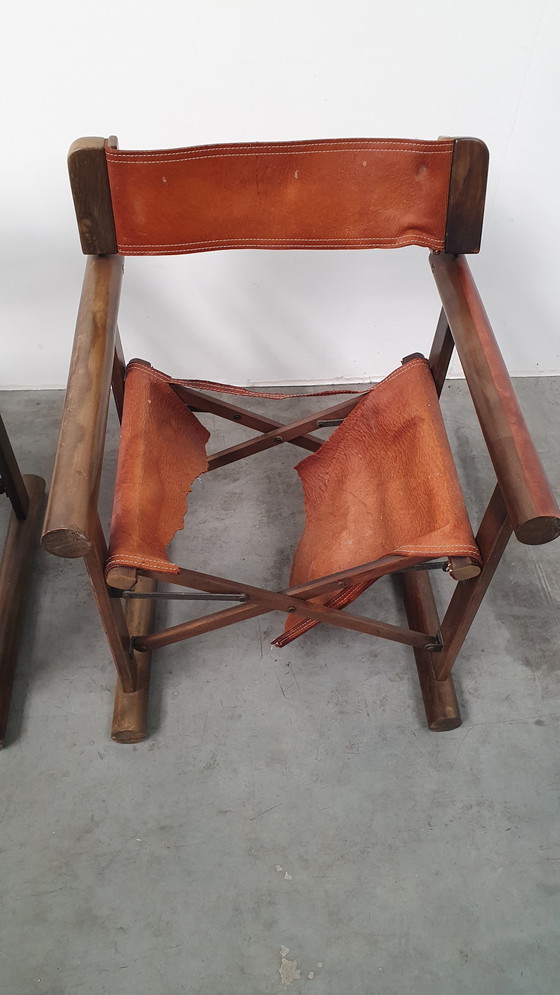 Image 1 of 2 OCA brasil saddle leather folding chair vintage 60s rosewood