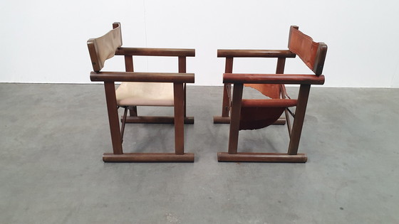 Image 1 of 2 OCA brasil saddle leather folding chair vintage 60s rosewood