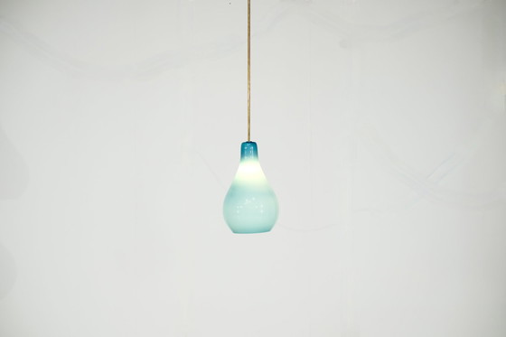 Image 1 of Blue Italian opaline pendant light