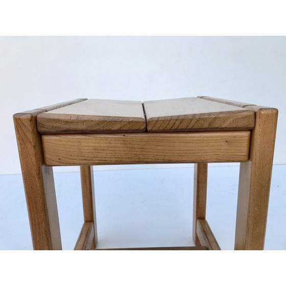 Image 1 of Vintage stool in solid elm, France 1970