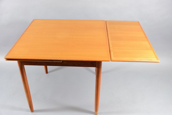 Image 1 of Extendable square mid-century teak dining table