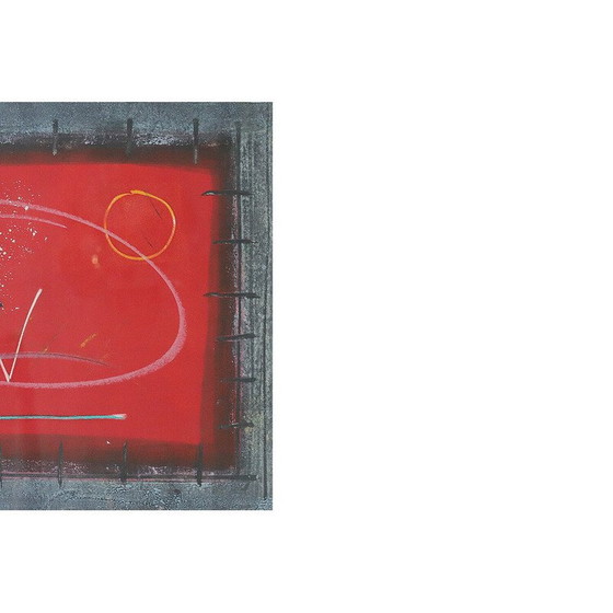 Image 1 of Dipinto vintage con composizione in nero e rosso, 1979