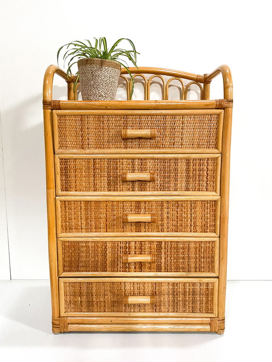 Image 1 of Cassettiera vintage in rattan