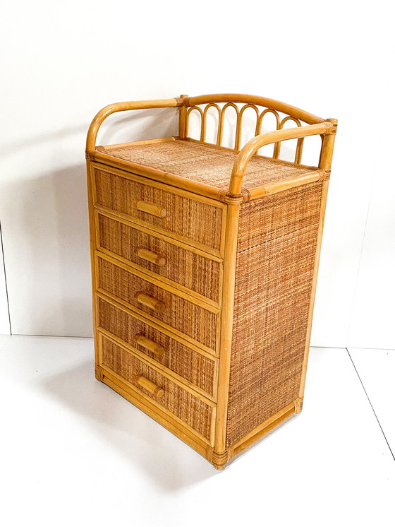 Image 1 of Cassettiera vintage in rattan