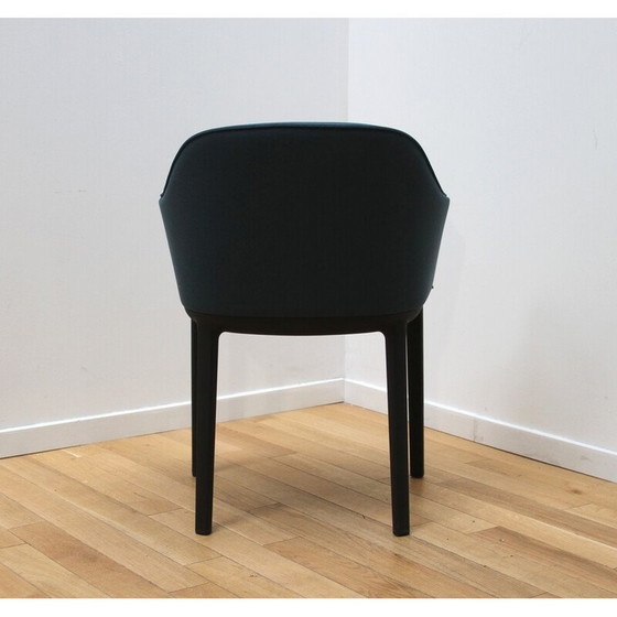 Image 1 of Set of 6 Softshell armchairs in black plastic and blue fabric by Ronan and Erwan Bouroullec for Vitra