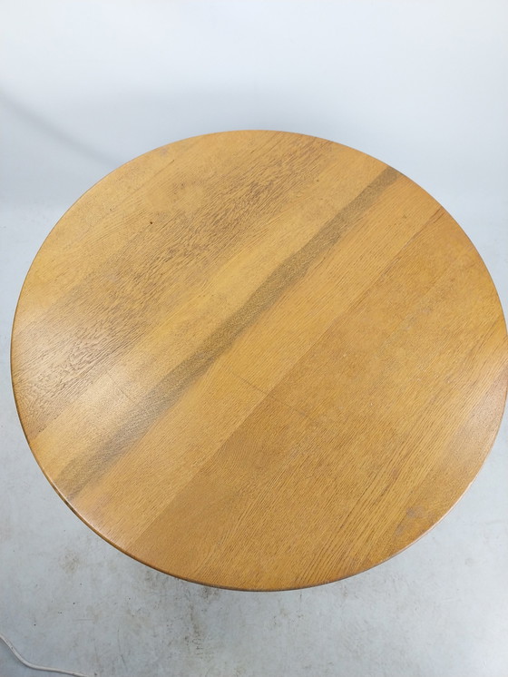 Image 1 of 1 X Round Brutalist Coffee Table In Light Oak 1970'S .