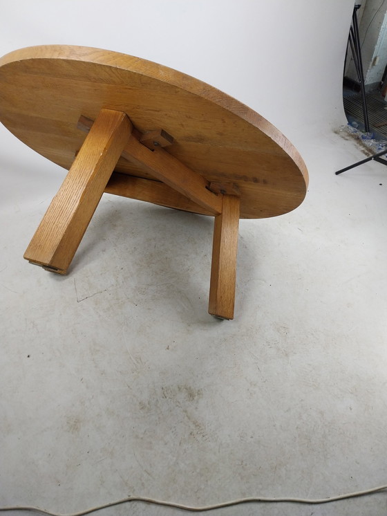 Image 1 of 1 X Round Brutalist Coffee Table In Light Oak 1970'S .