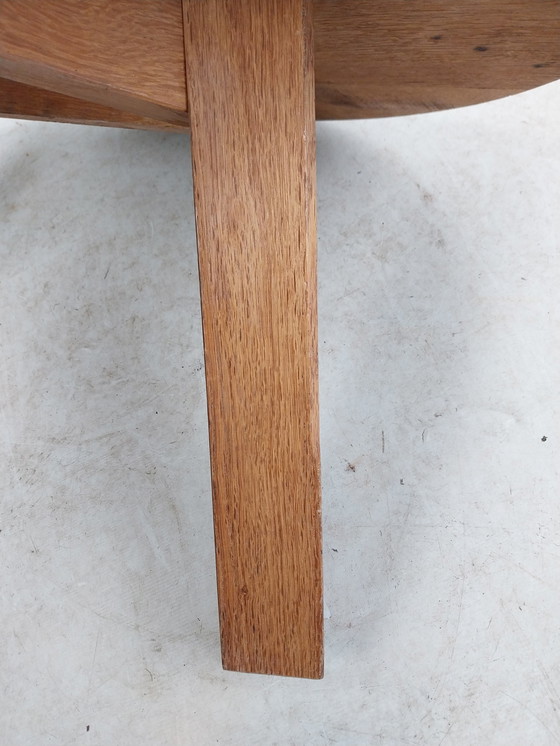 Image 1 of 1 X Round Brutalist Coffee Table In Light Oak 1970'S .