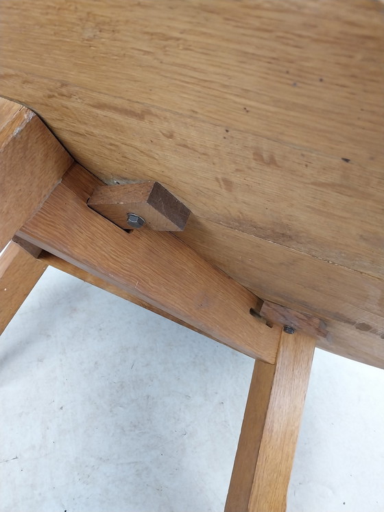 Image 1 of 1 X Round Brutalist Coffee Table In Light Oak 1970'S .