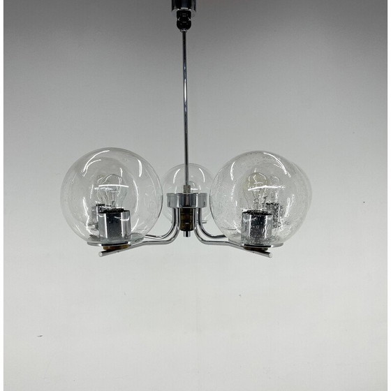 Image 1 of Vintage chrome and clear bubble glass chandelier, 1970s