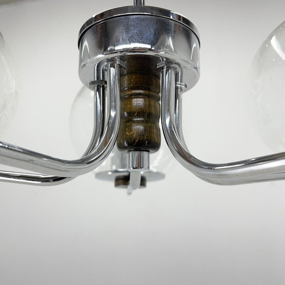 Image 1 of Vintage chrome and clear bubble glass chandelier, 1970s