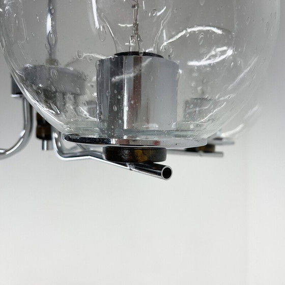 Image 1 of Vintage chrome and clear bubble glass chandelier, 1970s