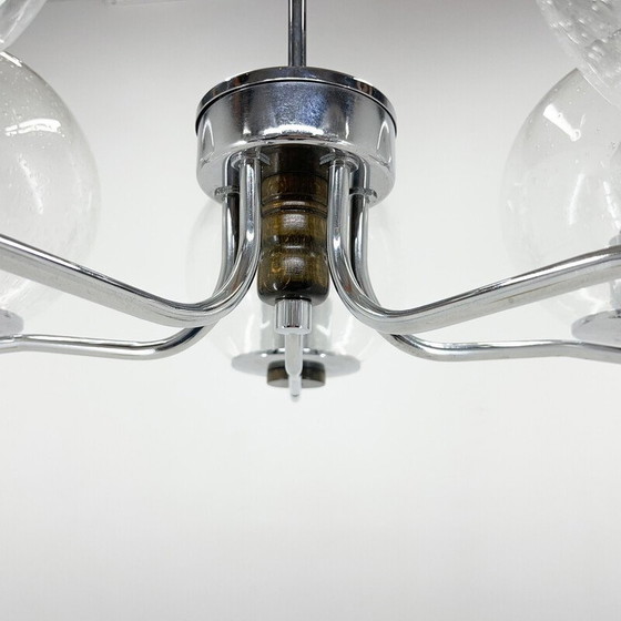 Image 1 of Vintage chrome and clear bubble glass chandelier, 1970s