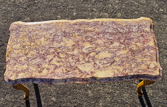 Image 1 of Tavolino da caffè in marmo vintage francese - Tavolino da cocktail in frassino e marmo - Tavolino da salotto - Stile Luigi XV - 