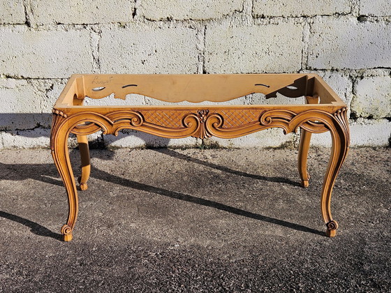 Image 1 of Tavolino da caffè in marmo vintage francese - Tavolino da cocktail in frassino e marmo - Tavolino da salotto - Stile Luigi XV - 