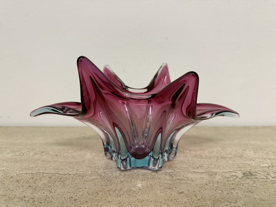 Image 1 of Ciotola in vetro di Murano rosa e blu, anni '70