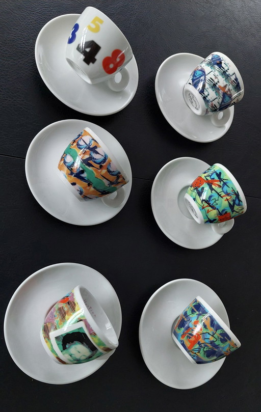 Illy Art Collection 6X Espresso Cups And Saucers