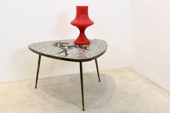 Image 1 of 1960s Berthold Müller Exquisite Mosaic and Brass Coffee/Side Table