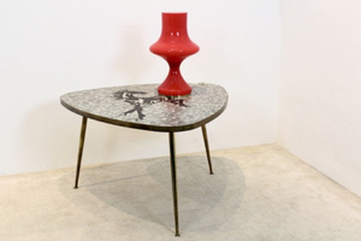 Berthold Müller, 1960 Table à café/côté en laiton et mosaïque exquise