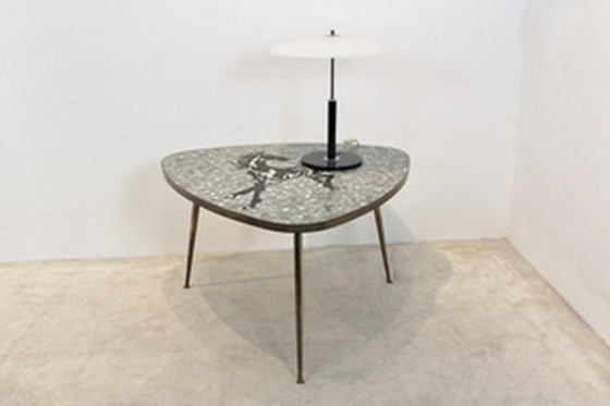 Image 1 of 1960s Berthold Müller Exquisite Mosaic and Brass Coffee/Side Table