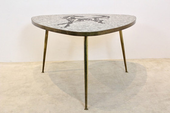 Image 1 of Berthold Müller, 1960 Table à café/côté en laiton et mosaïque exquise