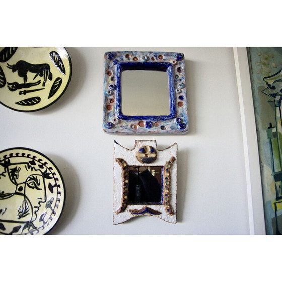 Image 1 of Vintage ceramic mirror by Isabelle Ferlay