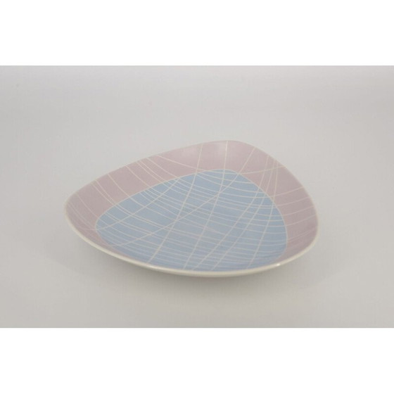 Image 1 of Vintage Porcelain Plate with Stripes Motifs from Weimar Porzellan, German 1970s