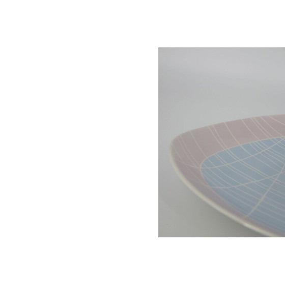 Image 1 of Vintage Porcelain Plate with Stripes Motifs from Weimar Porzellan, German 1970s
