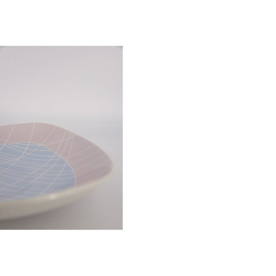 Image 1 of Vintage Porcelain Plate with Stripes Motifs from Weimar Porzellan, German 1970s