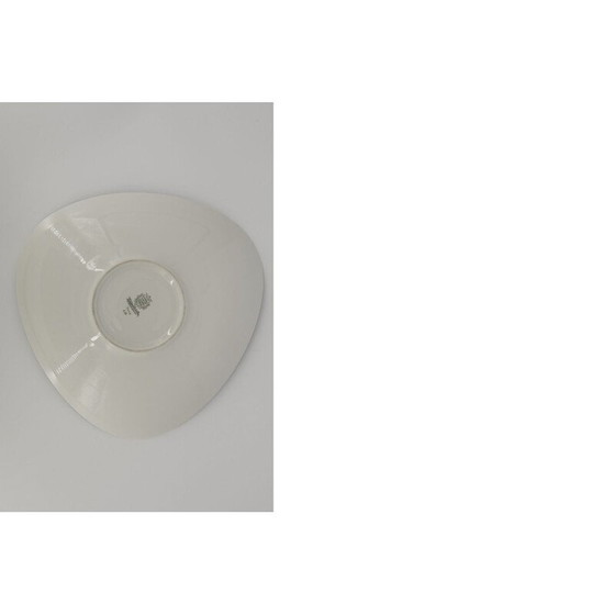 Image 1 of Vintage Porcelain Plate with Stripes Motifs from Weimar Porzellan, German 1970s