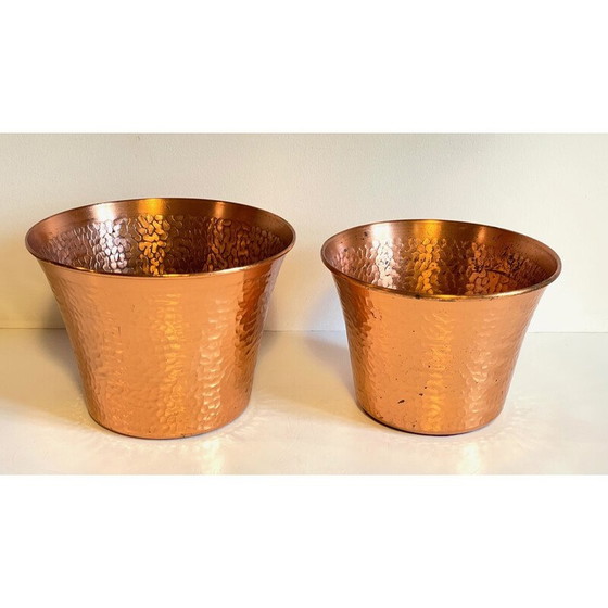 Image 1 of Pair of vintage copper planters, 1960