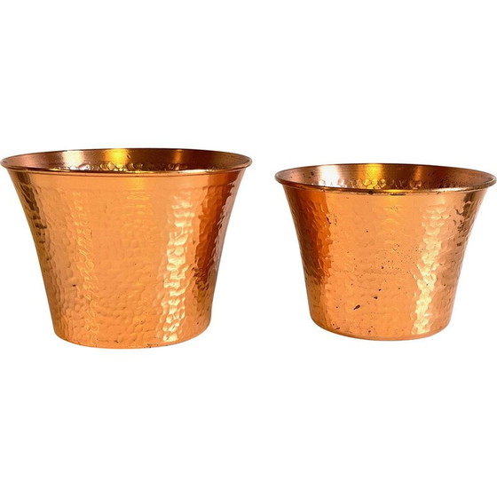 Image 1 of Pair of vintage copper planters, 1960