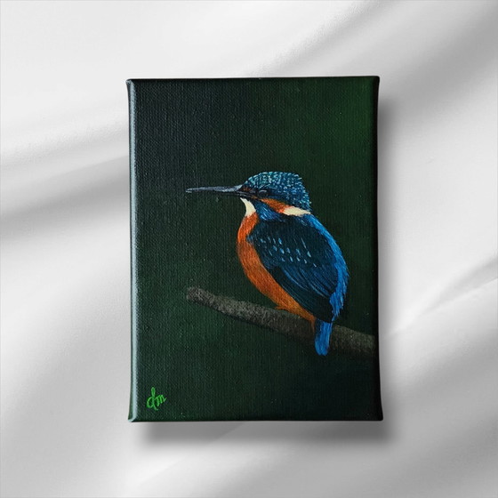 Image 1 of Acrylic Paint Painting Kingfisher 13X18 Cm