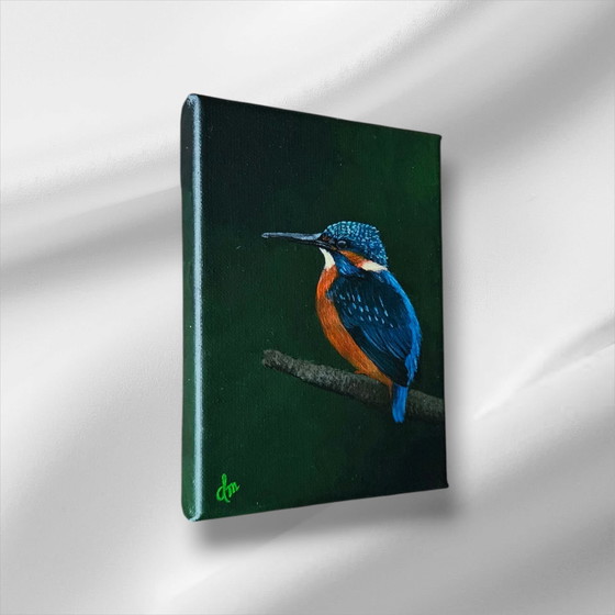 Image 1 of Acrylic Paint Painting Kingfisher 13X18 Cm