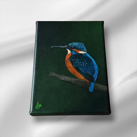 Image 1 of Acrylic Paint Painting Kingfisher 13X18 Cm