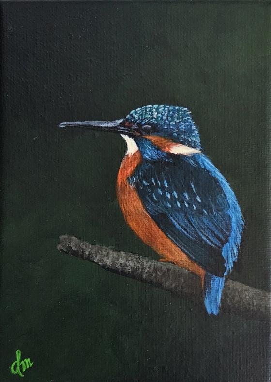 Image 1 of Acrylic Paint Painting Kingfisher 13X18 Cm