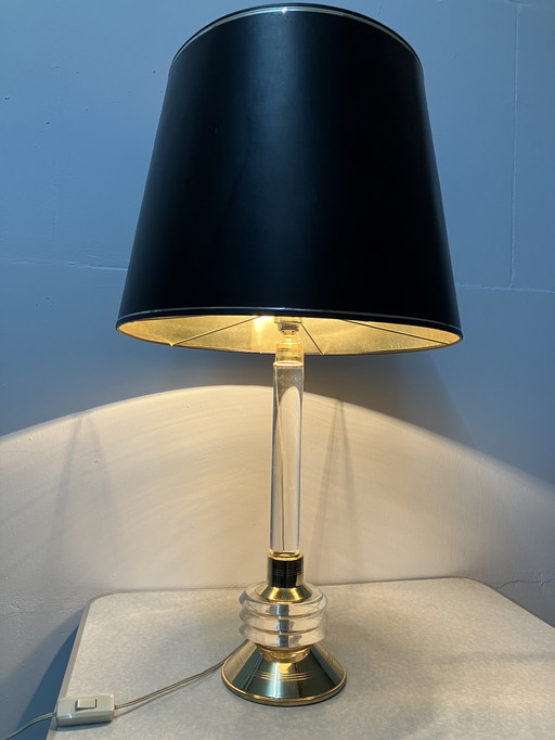 Perspex Lucide brass table lamp