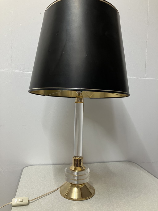 Perspex Lucide brass table lamp