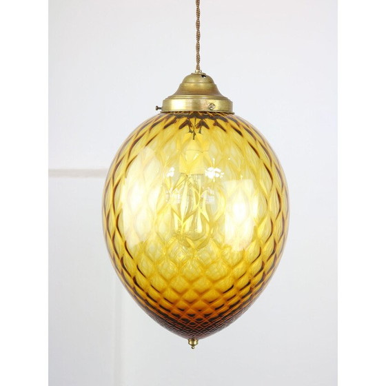 Image 1 of Vintage Murano glass pendant lamp amber from Empoli