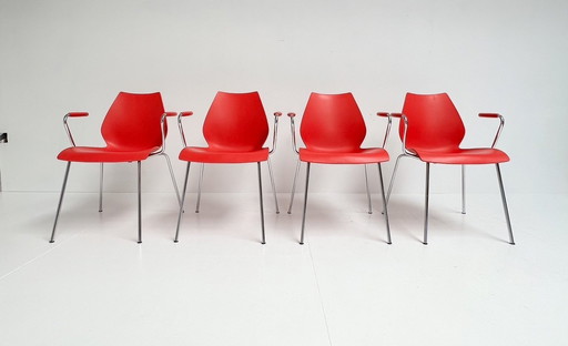 Set Of 4 Maui Kartell Chairs By Vico Magistretti, 1980'S