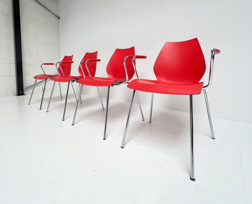 Set Of 4 Maui Kartell Chairs By Vico Magistretti, 1980'S