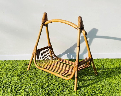 Rattan Magazine Holder * Vintage 50S * Newspaper rack