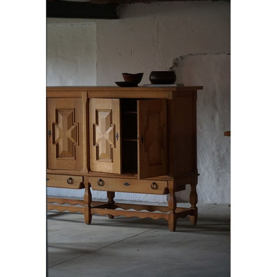 Image 1 of Brutalist vintage sideboard in solid oak, Denmark 1950