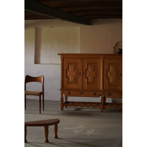 Image 1 of Brutalist vintage sideboard in solid oak, Denmark 1950