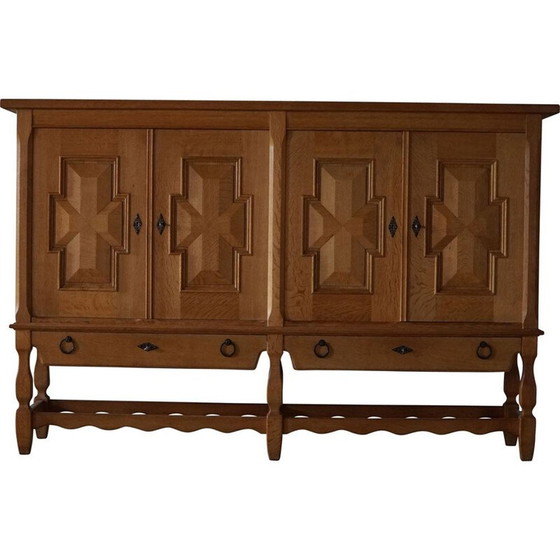 Image 1 of Brutalist vintage sideboard in solid oak, Denmark 1950